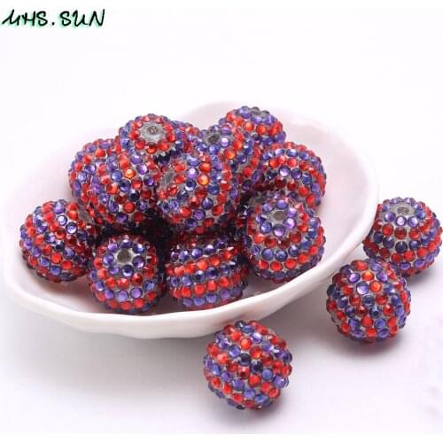 MHS.SUN 50pcs/lot Rhinestone resin beads chunky resin ball beads 18/20/22mm for DIY Christmas necklace jewelry accessories