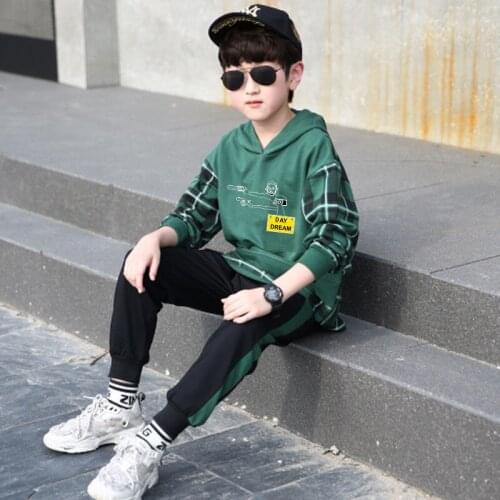 Fashion Children Clothes Set For Boys Cotton Patchwork Long Sleeve Sports Tracksuit Kids Tops+Pants Outfits Teens Clothing Suits
