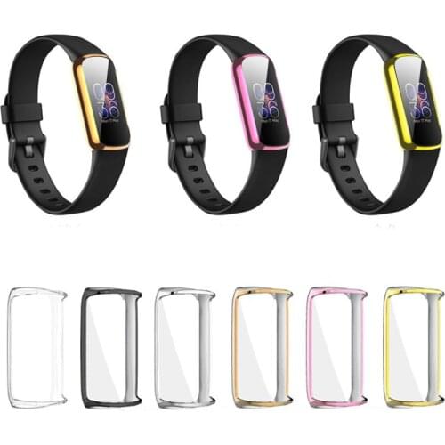 TPU Soft Full Screen Glass Protector Smartband Case Shell Edge Frame For Fitbit Luxe Band Protective Bumper Cover Accessories