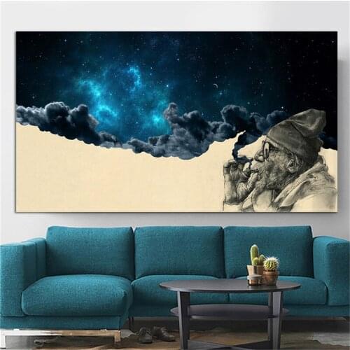 Novelty Smoking man image stars modern art for home decor cuadros canvas prints wall pictures canvas painting for living room