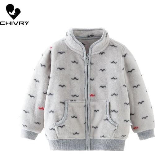 New 2021 Autumn Winter Newborn Baby Thick Keep Warm Soft Flannel Coats Toddler Boys Girls Cartoon Stand Collar Zipper Jackets
