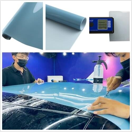 SUNICE 10mil Blue Car Sunroof TPU Film Heat Insulation Film Sun Protection Wrap Vinyl Width: 152cm(60 inch) Adhesive