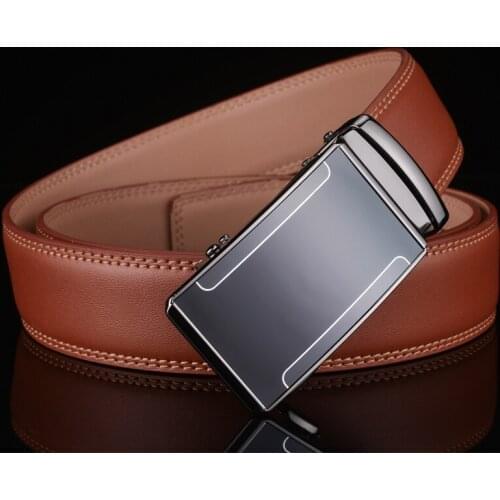 Plyesxale Men Belt Automatic Buckle Brown Mens Belts Luxury Genuine Leather Brand Cinturones Designer Belts For Men 2020 G55