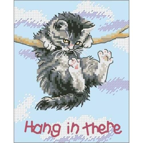 Cat hanging on a branch patterns Counted Cross Stitch 11CT 14CT DIY Chinese Cross Stitch Kits Embroidery Needlework Sets
