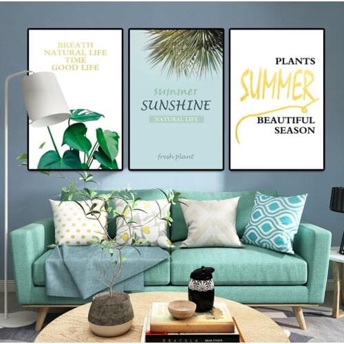 Nordic Minimalism Style Poster Small Fresh Green Plants Wall Decoration Summer Canvas Painting Photos and Prints for Home Decor