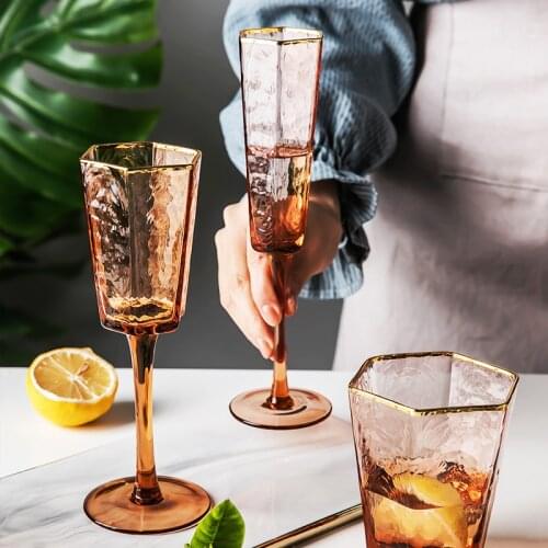 Nordic Transparent Wine Glass Luxury Creative Champagne Goblet Tequila Whiskey Wine Glass Basos De Cristal Dining Barware DB60JB