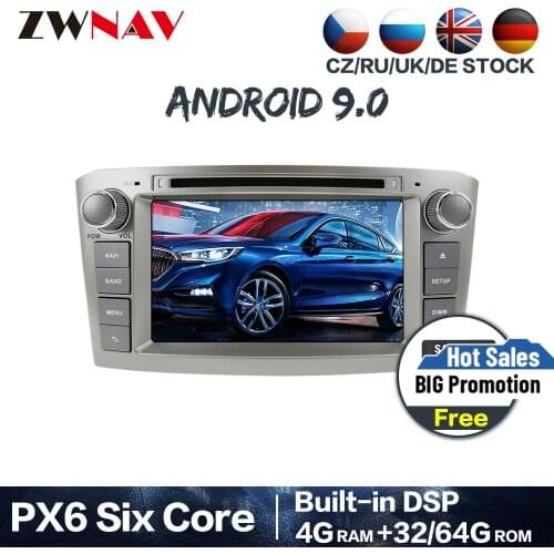 PX6 4+64 Android 9.0 Car Stereo DVD Player GPS Glonass Navigation for Toyota Avensis T25 2003-2008 Multimedia Radio BT head unit