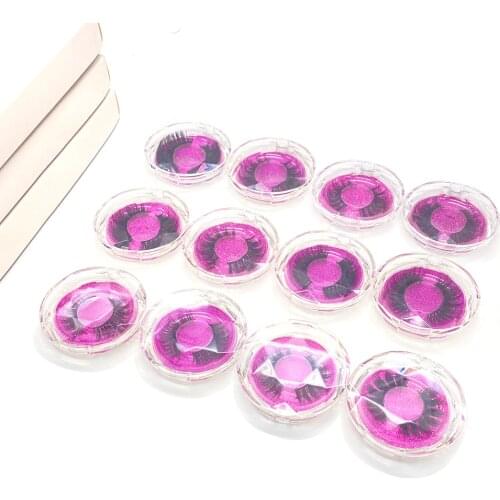 Eye Makeup Eyelashes Chinese Mink Hair Transparent Round Box Lavender D Series Daily Work Party Wedding Important Activities D08