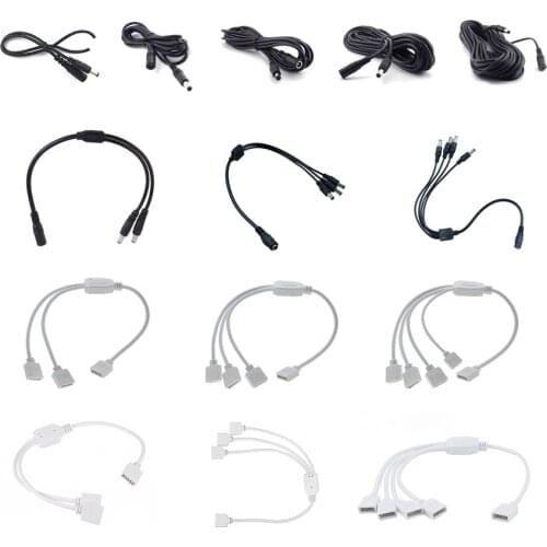 RGB RGBW LED Tape Connector 1to2 1to3 1to4 Plug Power Splitter Cable 4pin Needle Female Wire