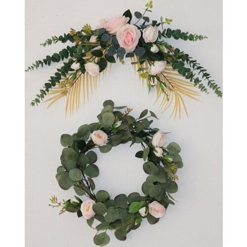 Rose artificial flower garland fake flower hanging door decoration heart-shaped garland threshold decoration wedding room home