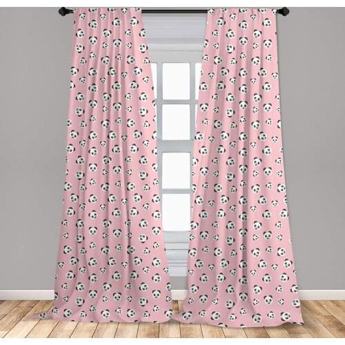 Baby Pink Curtains Panda Chinese Animal Portrait Nursery Cartoon Bear Window Curtains for Living Room Bedroom