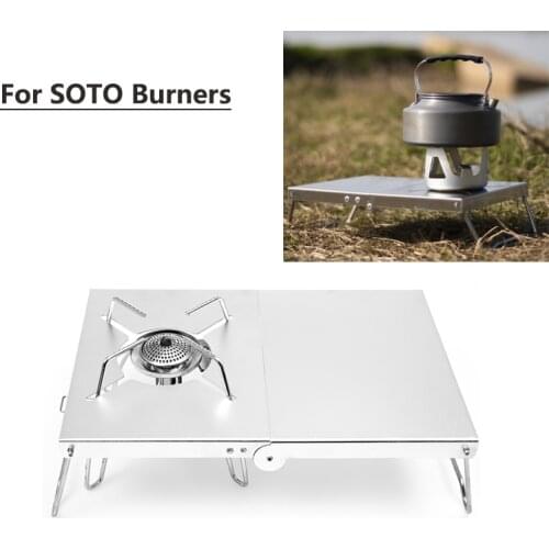 Outdoor Camping Table Heat Shield Alcohol Gas Stove Stand Foldable Camping Stove Table For SOTO ST-310 / CB-JCB / TRB250 Burners