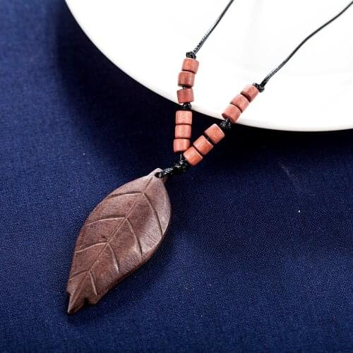 Vintage Wooden Jewelry Leaf Pendants Women Statement necklaces & pendants collares mujer choker kolye bijoux femme colar collier