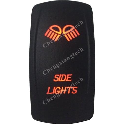 Marine Grade Waterproof IP66 SIDE LIGHTS Rocker Switch AMBER Led lamp 5 Pin ON/OFF SPST DC12V 24V