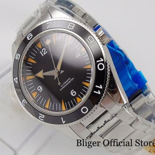 TOP Quality Nologo Black Mechancial SS Male Watch Sapphire Glass Steel Band MIYOTA Movement