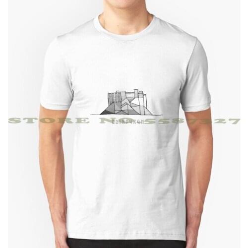 Edinburgh Graphic Custom Funny Hot Sale Tshirt Travel Tourist Edinburgh Black And White Castle Sketch Wonderlust Graphic Grey