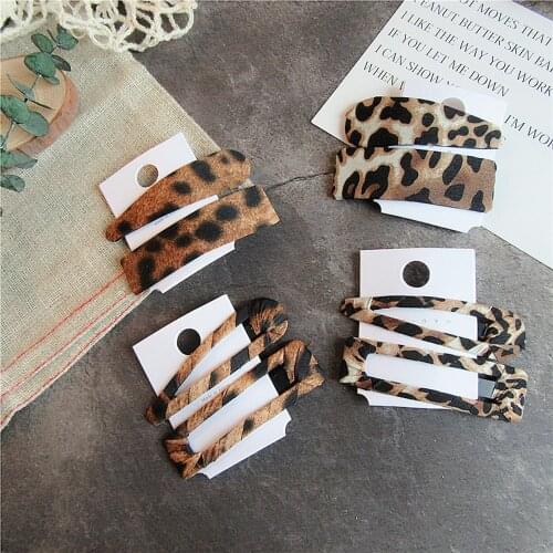 2PCS Fashion Leopard Set Hairpins Girls Barrettes Hairband Hair Clip Clamp Jewelry Styling Tools Women Hair Accessories