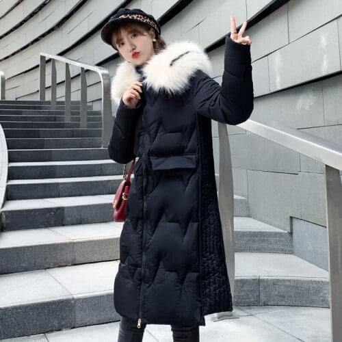 2019 New Big fur Collar Winter Coat Thicken Parka Women Fashion Long Down Cotton Jacket Hooded Female Warm Outerwear Large Size