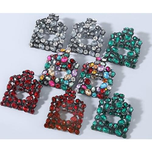 JIJIAWENHUA New Fashion Alloy Acrylic Square Dangling Womens Earrings Dinner Party Wedding Fashion Jewelry Accessories