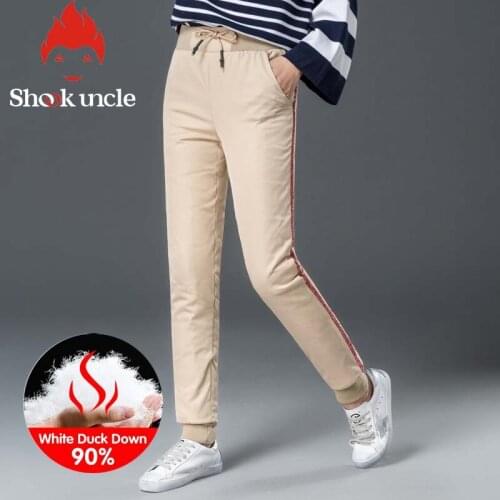 Winter Casual Women 90% White Duck Down Pants Winter Thick Warm Slim Elastic low Waist Pencil Pants For Women Plus Size Trousers