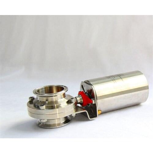 1-1/2 " SS304 Stainless Steel Pneumatic Butterfly Valve Sanitary Vertical Tri Clamp Actuator Homebrew