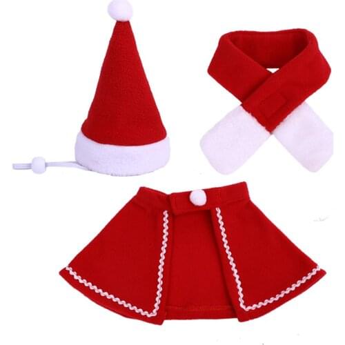 1SET Dog Cat Caps Pet Santa Hat Birthday Scarf and Collar Bow Tie Christmas Costume for Puppy Kitten Small Cats Dogs Pets QA 233