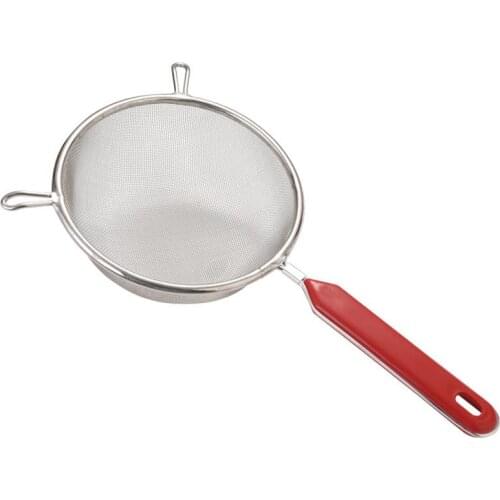 1pc Double Fine Mesh Colander Strainer Stainless Steel Wire Sieve Sifter With Plastic Handle Kitchen Tools Accessories