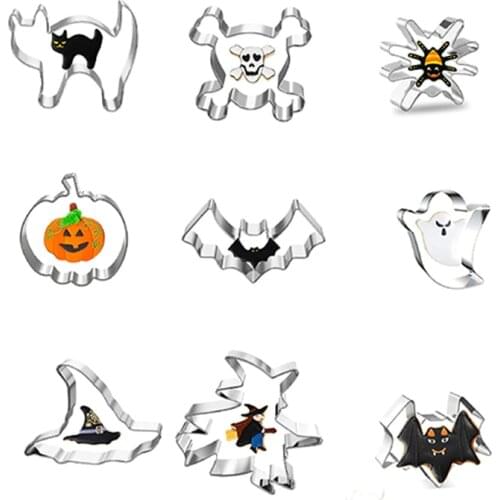 1pc Halloween Bat Pumpkin Ghost Stainless Steel Cookies Cutter Cake Decorating Fondant Biscuit Mold Baking Tool Party Decoration