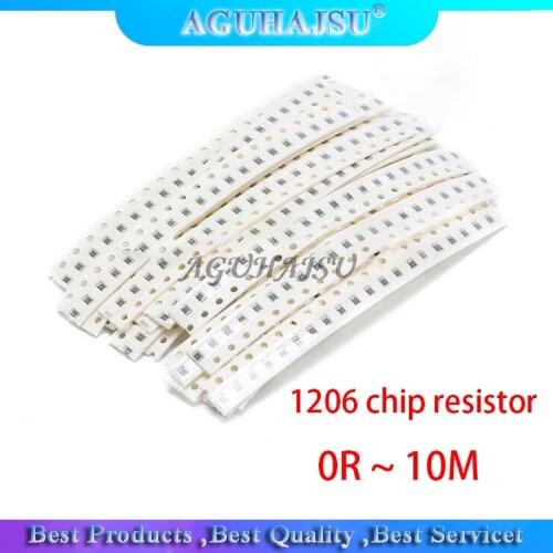 100Pcs 1206 SMD resistor 0R ~ 10M 1/2W 0 1 10 100 150 220 330 ohm 1K 2.2K 10K 100K 0R 1R 10R 100R 150R 220R 330R