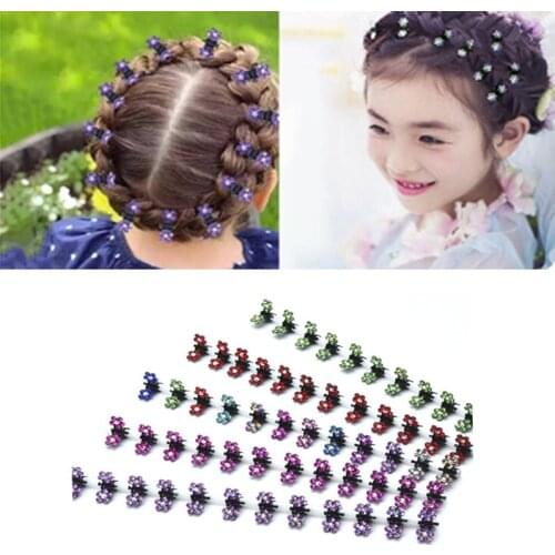 12pcs/pack Crystal Rhinestone Flower Hair Claw Hairpins Hair Styling Accessories Ornaments Lovely Hairgrip for Kids Girl