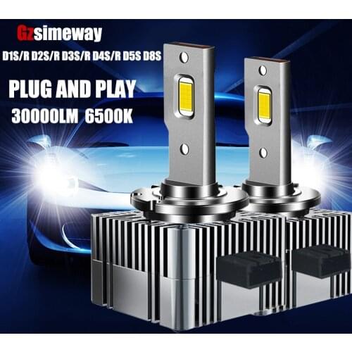 2PCS D1S D1R LED Bulb D3S D2S D2R D8S D5S Car Headlight D4S D4R D3R Built-in Canbus Auto Lamp 30000LM 6500K White 1:1 Size 12V