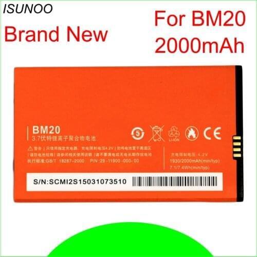 2pcs/lot BM20 BM 20 Mobile Phone Battery For Xiaomi Mi2S Mi2 M2 Mi 2 Mobile Phone Replacement Batteries 2000mAh