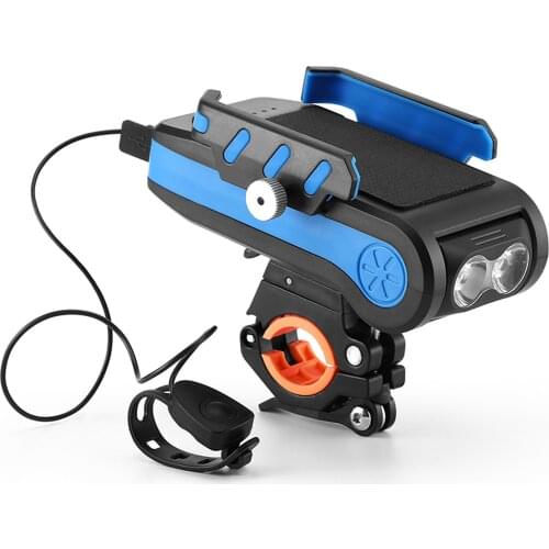 4 IN 1 Bicycle Light Horn Phone Holder 2400/4000mAh Bike Front Light with Power Bank Function for MTB Bicycle Road Bike Scooter