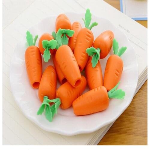 40 pcs per lot Carrot Rubber Eraser Funny Stationery Pencil Eraser the Best Primary School Supplies
