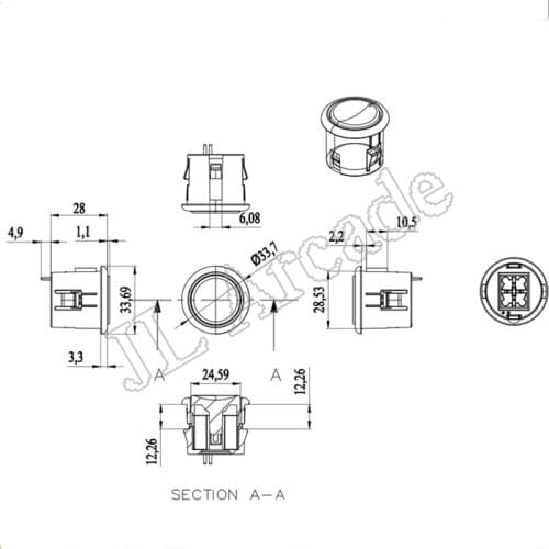50 Pcs Special Long Section 30mm Copy SANWA OBSF-30 Push Button
