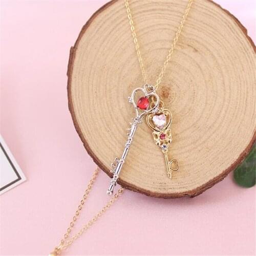 Anime Sailor Moon Loving Wand Crystal cosplay key Pendant Necklace Girl accessories Cute props A778