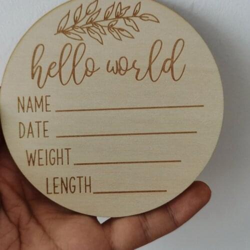 2pcs hello world Birth details Wooden birth announcement Baby shower gift Name announcement