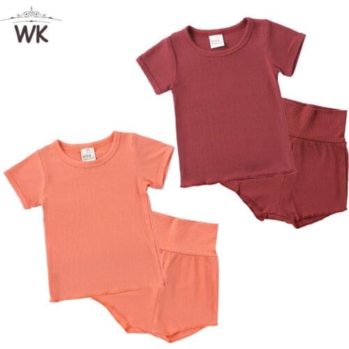 Lots Summer Kids Clothes set Baby Girls Pajamas Sets short Short Sleeve+Shorts Sleep Boys Nightwear 2pcs Solid color Sleepwear