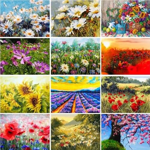 DIY 5D Poured Glue Diamond Painting Kits Daisy Flowers Full Round With AB Drill Canvas Wall Decor Handcraft Kits Unique Gift Art