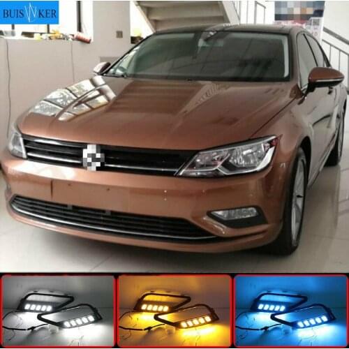 For Volkswagen Lamando 2015-2018 LED DRL Daytime Running Light Daylight driving yellow turn Signal lamp