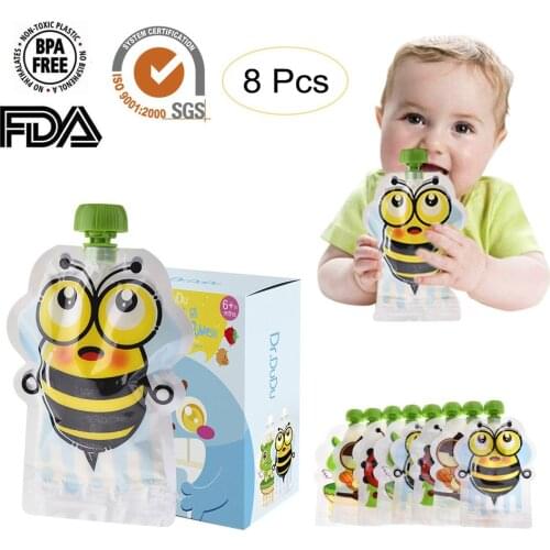 Food Bag 148ml Double Zipper Set Of 8 PCS BPA-Free Reusable Sealed Complementary Food Pouch Storage Bag Homemade snack container