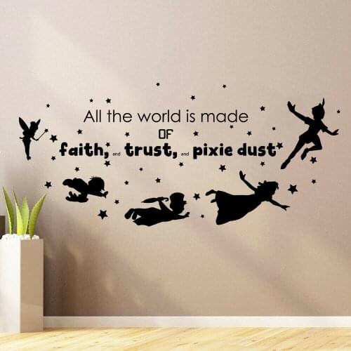 Fairy Elf Wall Decal Life Quote Cartoon Kids Bedroom Baby Room Nursery Home Decor Stars Vinyl Stickers Art Lettering Mural Q372