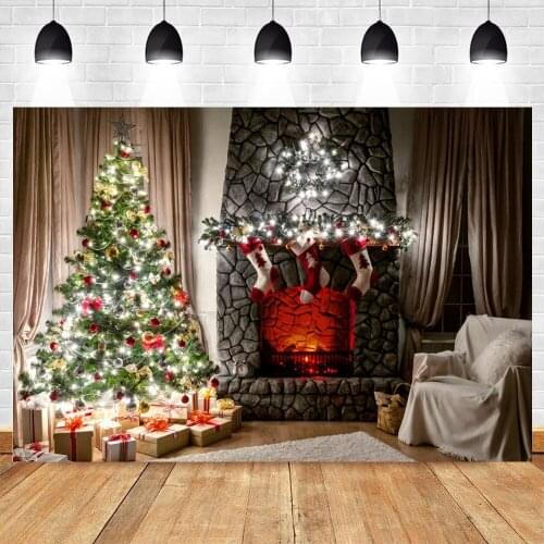 Yeele Christmas Sofa Gift Light Strip Fireplace Photography Backdrop Photographic For Studio Photo Background Decorations Prop