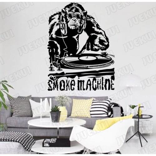 Gorilla DJ Poster Wall Stickers Wall Decals Art Modern American Rock Style Decorative Smoke Monkey Ape Vinyl Poster B66