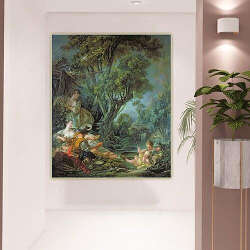 Citon Francois Boucher《The angler》Canvas Art Oil Painting Artwork Poster Picture Wall Decor Background Home indoor Decoration