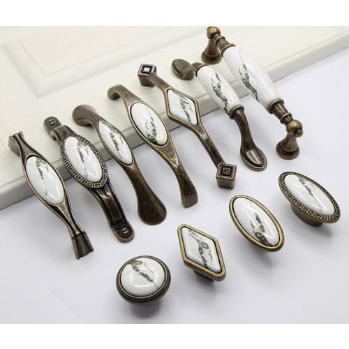 JD Ceramic Handle European White Wardrobe Closet Door Handle Drawer Modern Minimalist Marble Furniture Handle