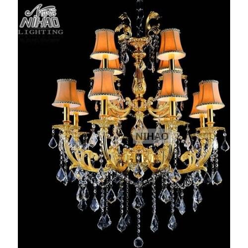 Classic 12 Arms Silver or Gold Crystal Chandelier Lighting Fixture Lustre Crystal Hanging Lamp with K9 Crysta MD88061