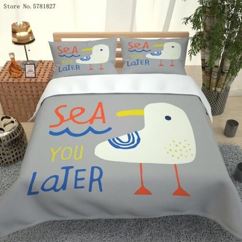2/3 Pieces Chickens Cartoon Bedding Set See You Later Duvet Cover Microfiber Fabric Bed Cover Set For Boy Girl Bed Quilt Cover