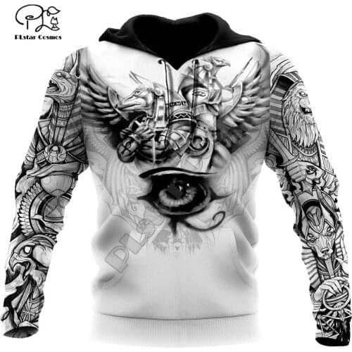 PLstar Cosmos NewFashion God Horus Egyptian Pharaoh Anubis Ancient Egypt Tattoo 3DPrint Men/Women Harajuku Jacket Zip Hoodies 23