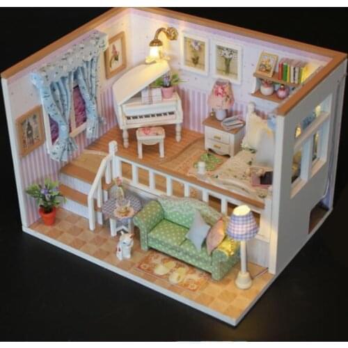 Doll House Miniature DIY Dollhouse With Furnitures Wooden House Stars Sky Toys For Children Birthday Gift M026
